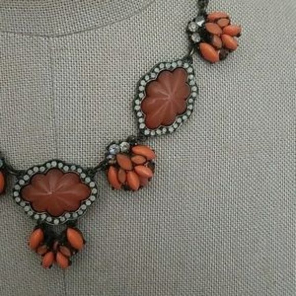 Peach & Bronze Statement Necklace - Picture 4 of 7